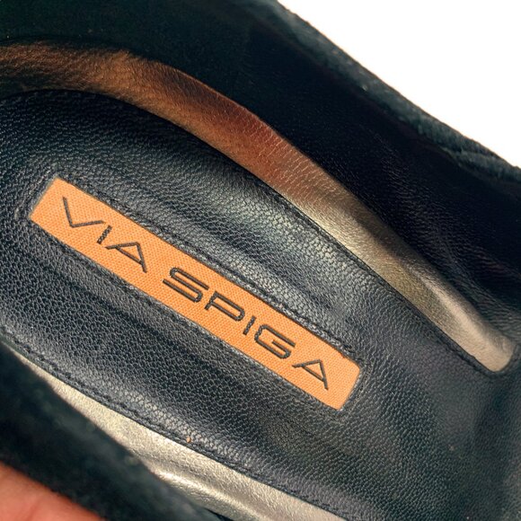 Via Spiga Black Suede Cone Heel Mary‎ Jane Pumps - Picture 3 of 10